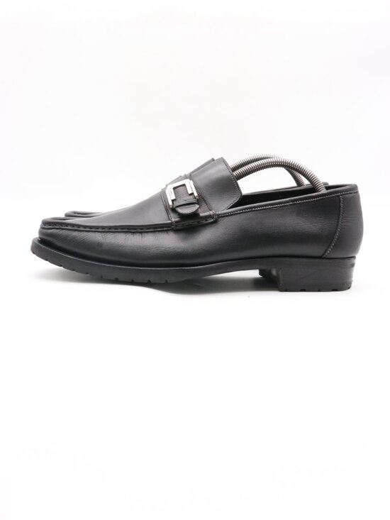 Santoni Black Leather Loafers Men\'s Size 10 D Slip On Dress Shoes 121467 main image 9